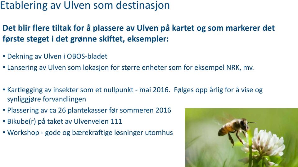 eksempel NRK, mv. Kartlegging av insekter som et nullpunkt - mai 2016.