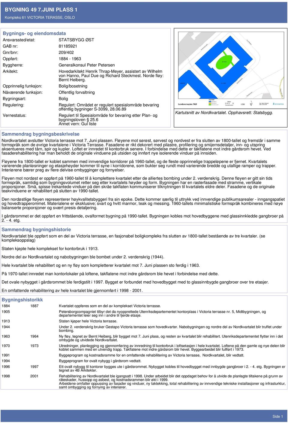 Bolig/bosetning Offentlig forvaltning Bolig Regulert: Området er regulert spesialområde bevaring offentlig bygninger S-3099, 28.06.