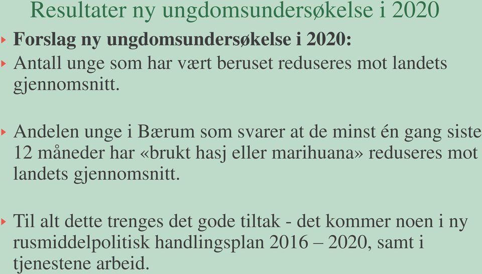 Andelen unge i Bærum som svarer at de minst én gang siste 12 måneder har «brukt hasj eller marihuana»