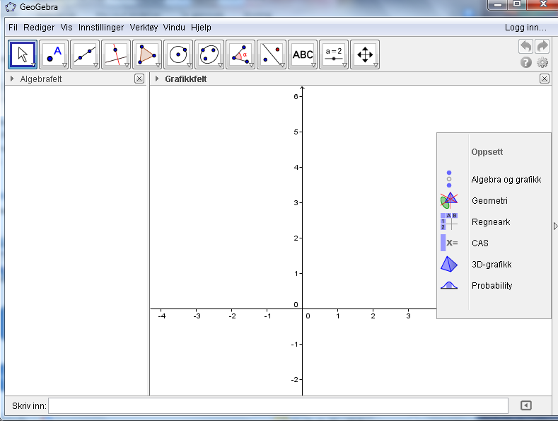 Funksjonstegner GeoGebra er et program som har mange bruksområder innenfor matematikk. Her skal vi først og fremst fokusere på de mulighetene vi har til å jobbe grafisk med funksjoner og likninger.