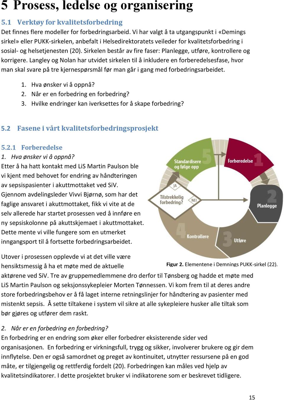 Sirkelen består av fire faser: Planlegge, utføre, kontrollere og korrigere.