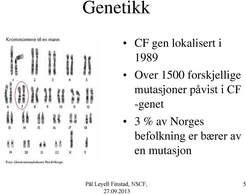 påvist i CF -genet 3 % av Norges