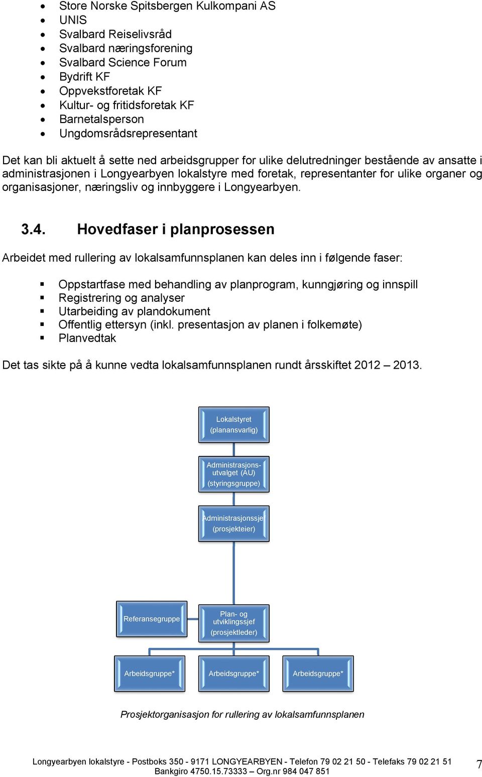 organer og organisasjoner, næringsliv og innbyggere i Longyearbyen. 3.4.