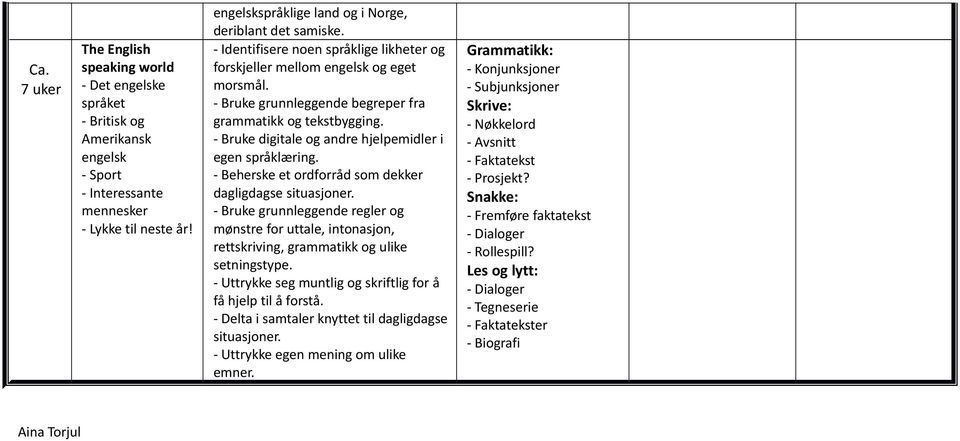 - Delta i samtaler knyttet til dagligdagse situasjoner.