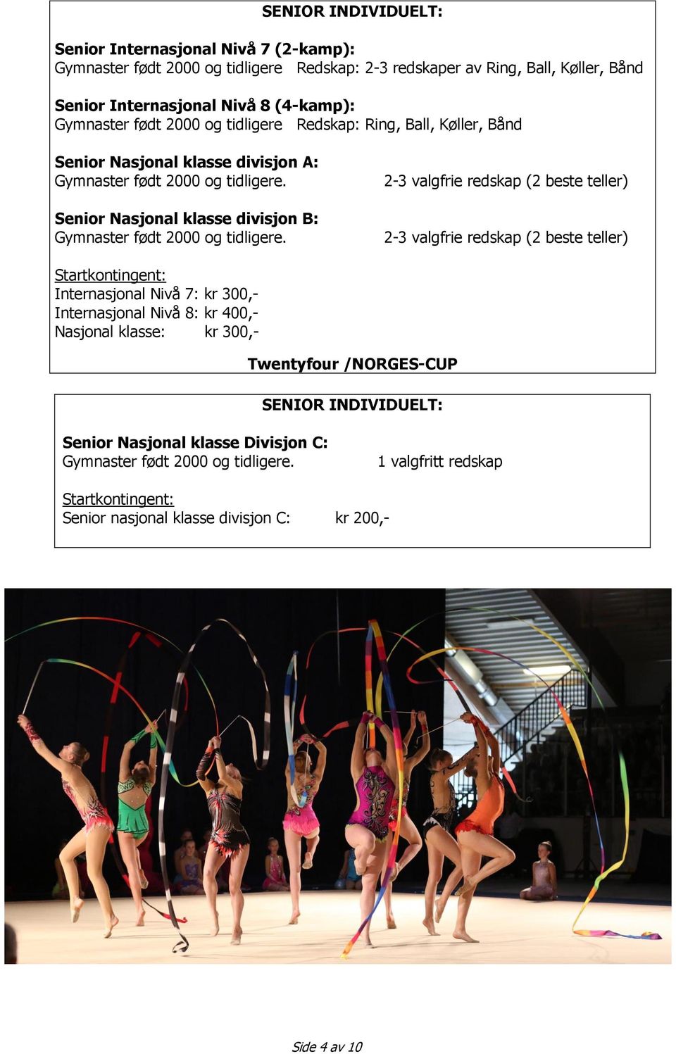 Senior Nasjonal klasse divisjon B: Gymnaster født 2000 og tidligere.