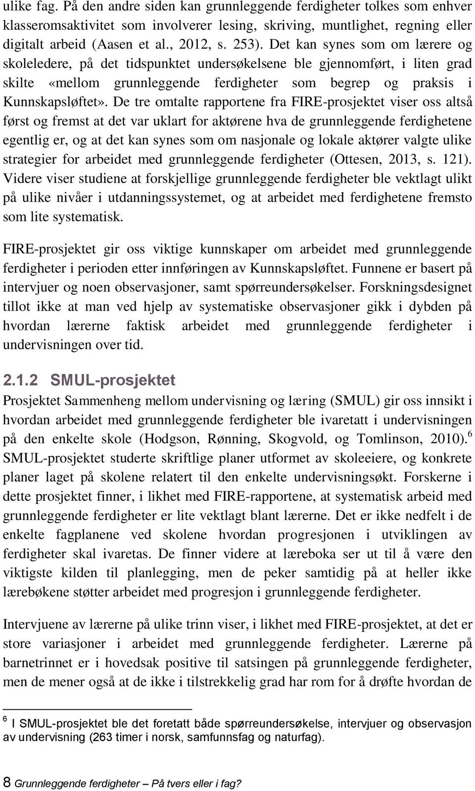 De tre omtalte rapportene fra FIRE-prosjektet viser oss altså først og fremst at det var uklart for aktørene hva de grunnleggende ferdighetene egentlig er, og at det kan synes som om nasjonale og