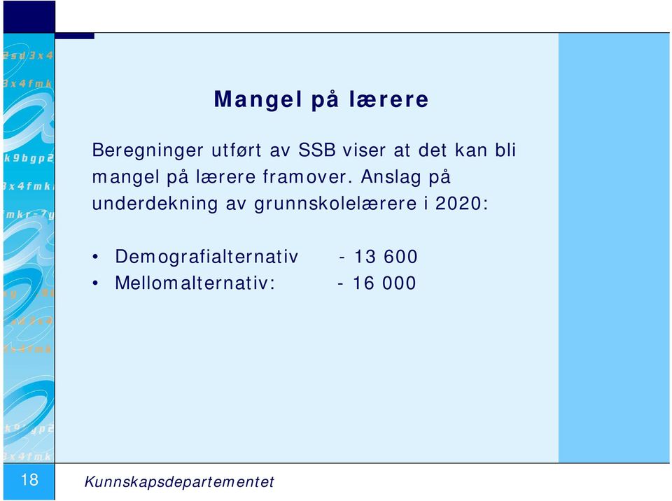 Anslag på underdekning av grunnskolelærere i 2020: