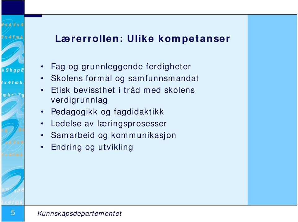 verdigrunnlag Pedagogikk og fagdidaktikk Ledelse av læringsprosesser