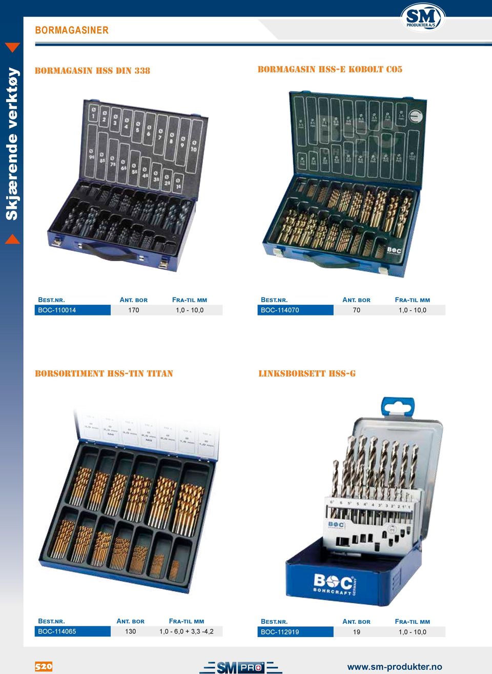bor Fra-til BOC-114070 70 1,0-10,0 BORSORTIMENT HSS-TIN TITAN LINKSBORSETT