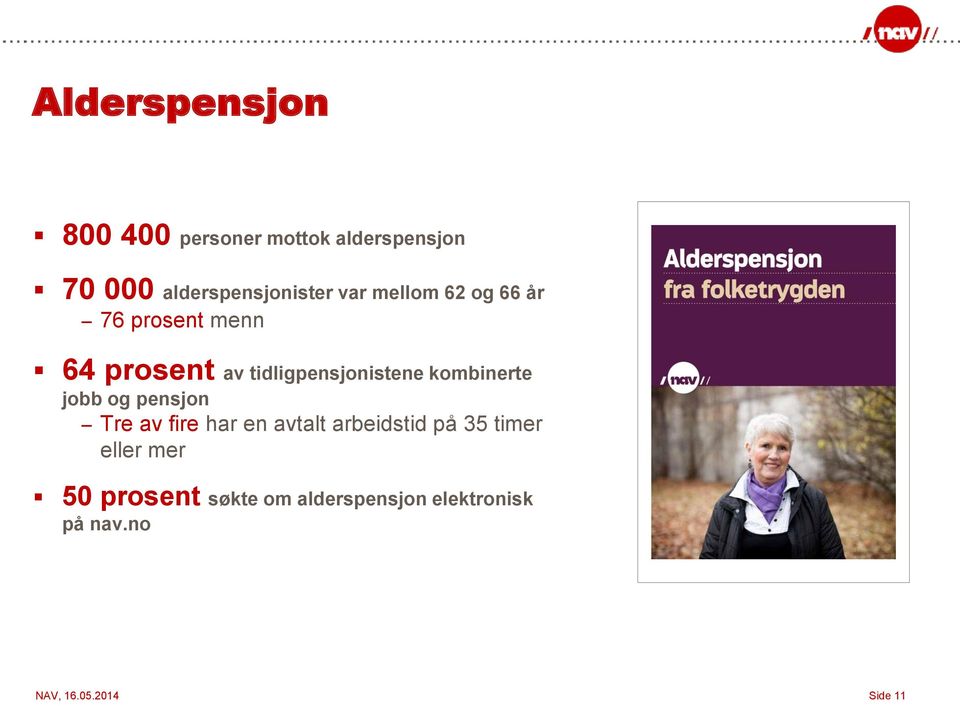 kombinerte jobb og pensjon Tre av fire har en avtalt arbeidstid på 35 timer