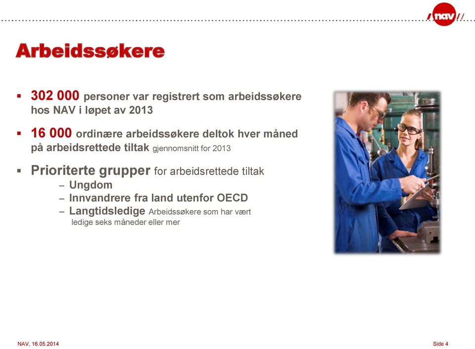 2013 Prioriterte grupper for arbeidsrettede tiltak Ungdom Innvandrere fra land utenfor