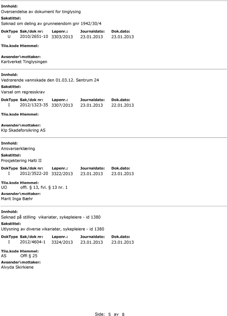 03.12. Sentrum 24 Varsel om regresskrav 2012