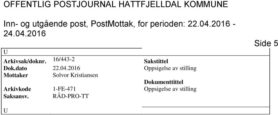 16/443-2 Sakstittel Dok.dato 22.04.