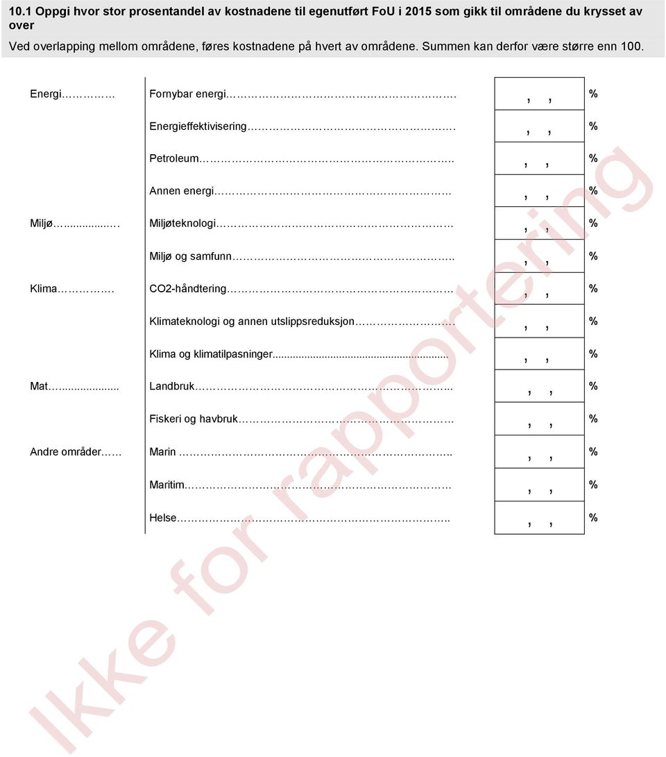 ,, % Petroleum..,, % Annen energi,, % Miljø.... Miljøteknologi,, % Miljø og samfunn..,, % Klima.
