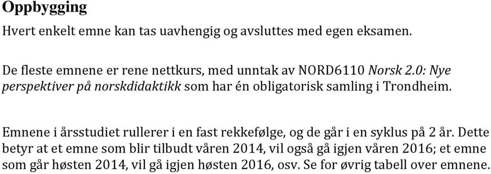 0: Nye perspektiver på norskdidaktikk som har én obligatorisk samling i Trondheim.