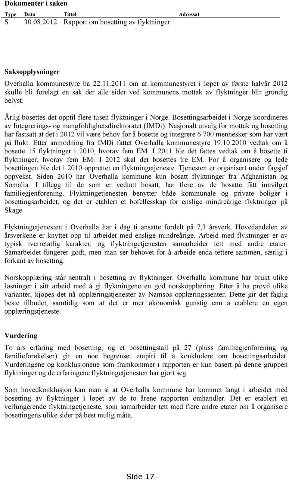 Årlig bosettes det opptil flere tusen flyktninger i Norge. Bosettingsarbeidet i Norge koordineres av Integrerings- og mangfoldighetsdirektoratet (IMDi).