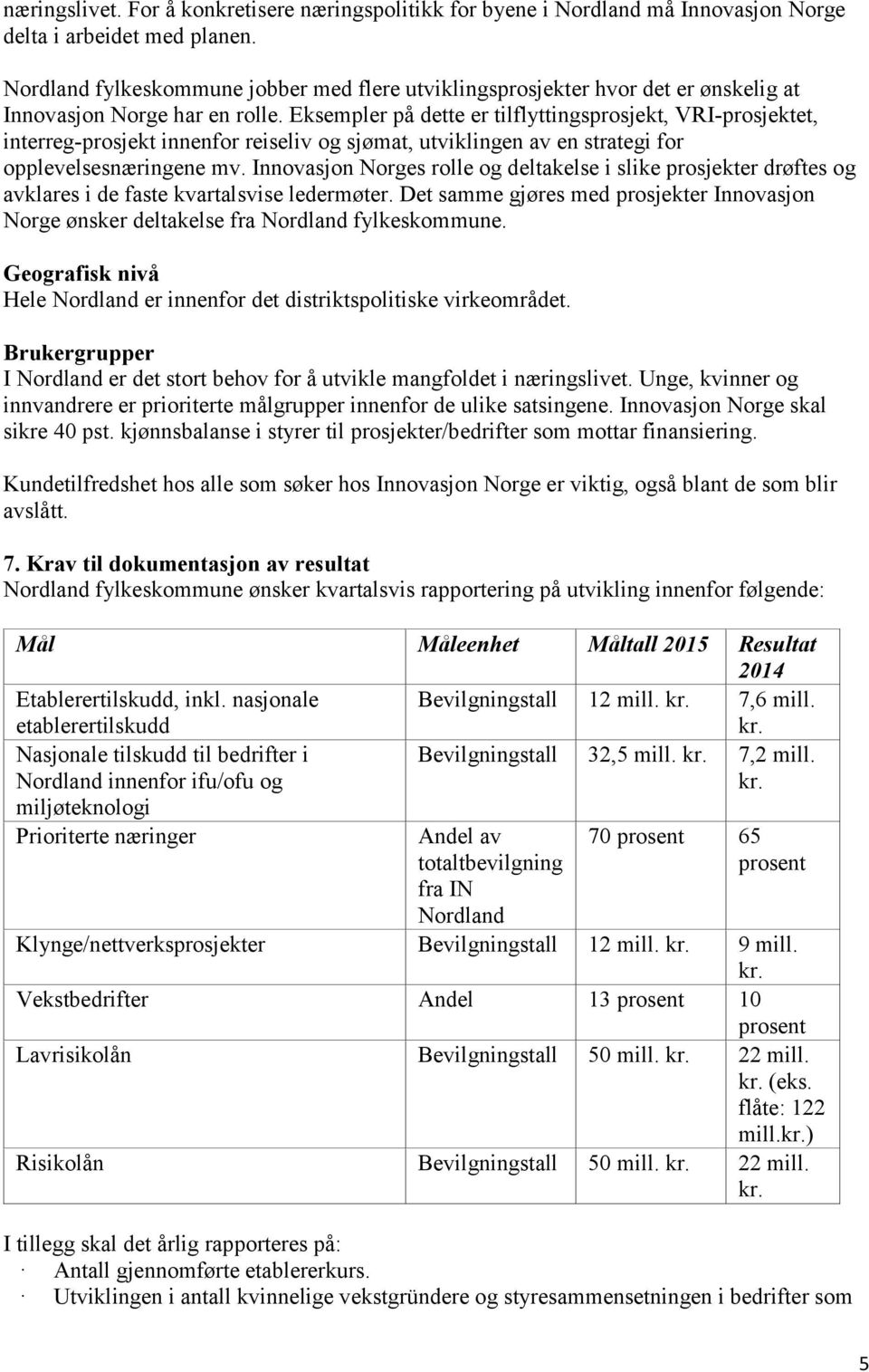 Eksempler på dette er tilflyttingsprosjekt, VRI-prosjektet, interreg-prosjekt innenfor reiseliv og sjømat, utviklingen av en strategi for opplevelsesnæringene mv.