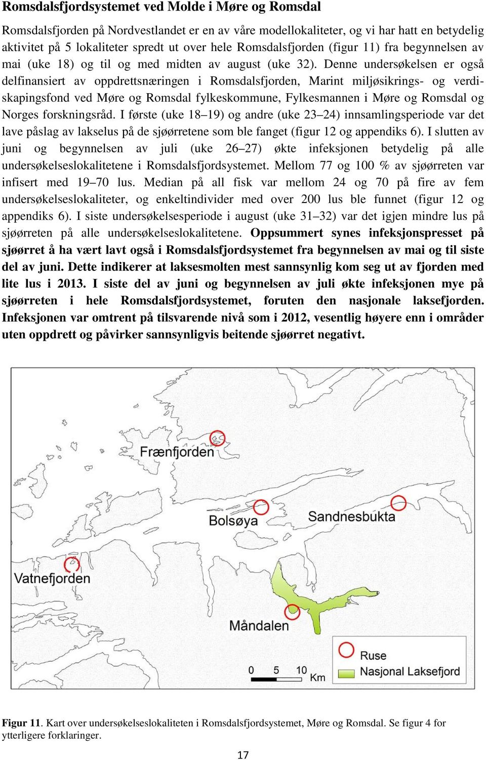 Denne undersøkelsen er også delfinansiert av oppdrettsnæringen i Romsdalsfjorden, Marint miljøsikrings- og verdiskapingsfond ved Møre og Romsdal fylkeskommune, Fylkesmannen i Møre og Romsdal og