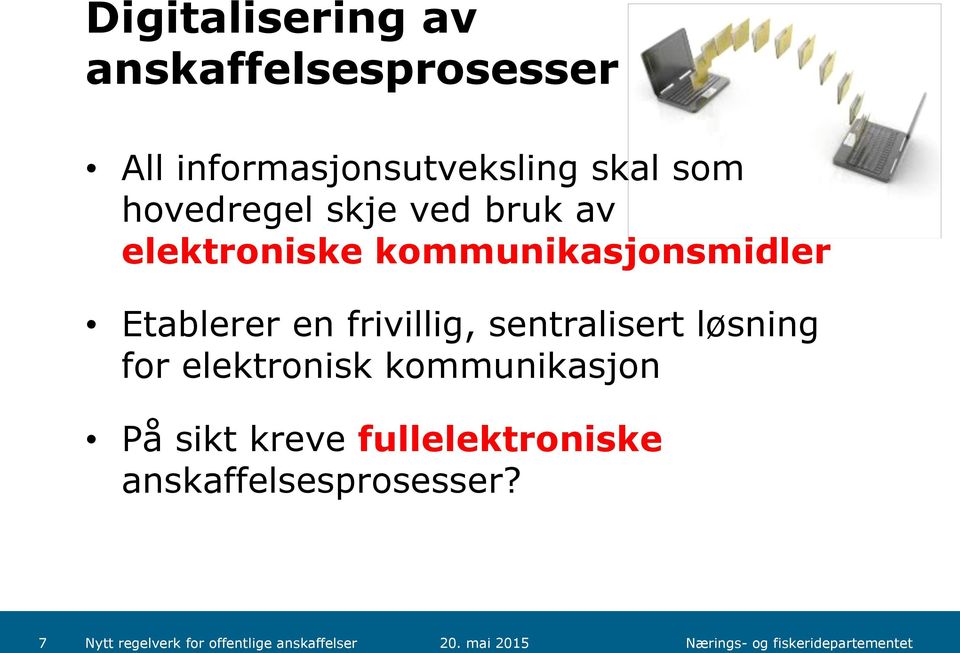 kommunikasjonsmidler Etablerer en frivillig, sentralisert løsning