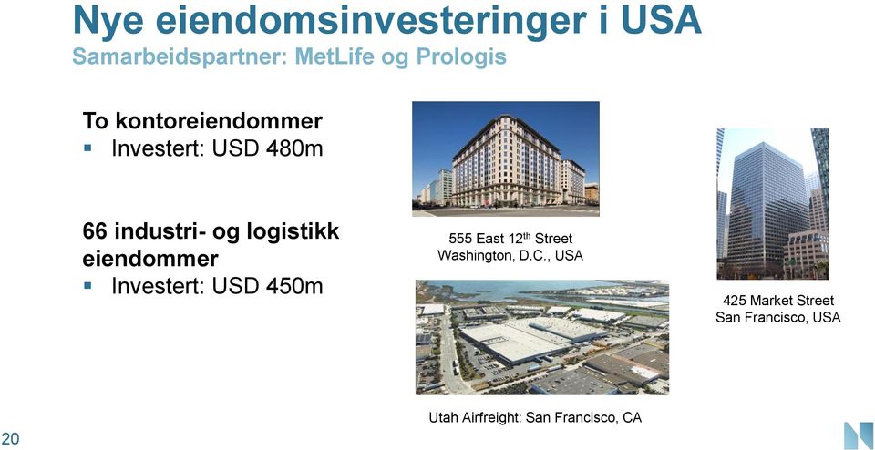 eiendommer Investert: USD 45m 555 East 12 th Street Washington, D.C.