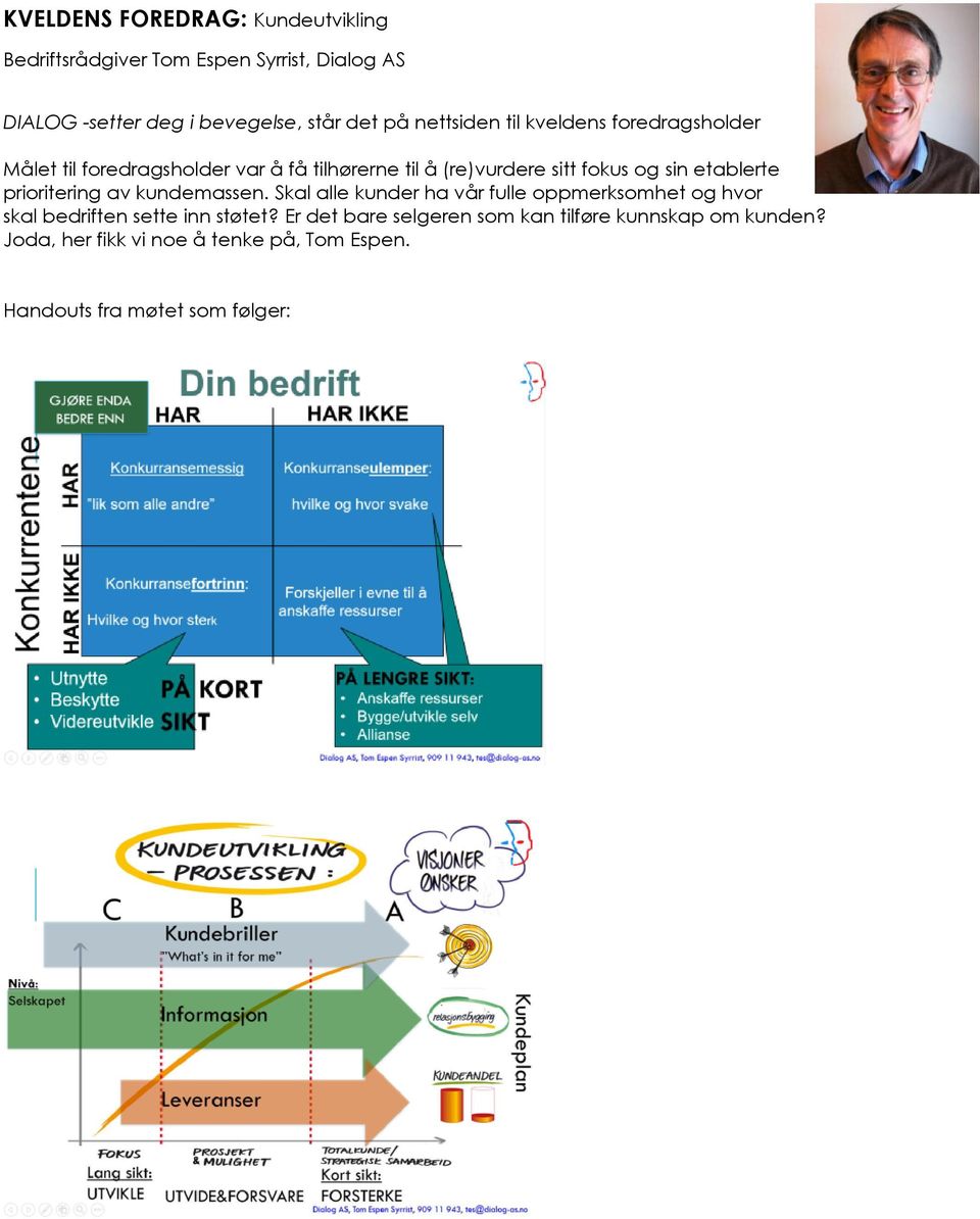 etablerte prioritering av kundemassen. Skal alle kunder ha vår fulle oppmerksomhet og hvor skal bedriften sette inn støtet?