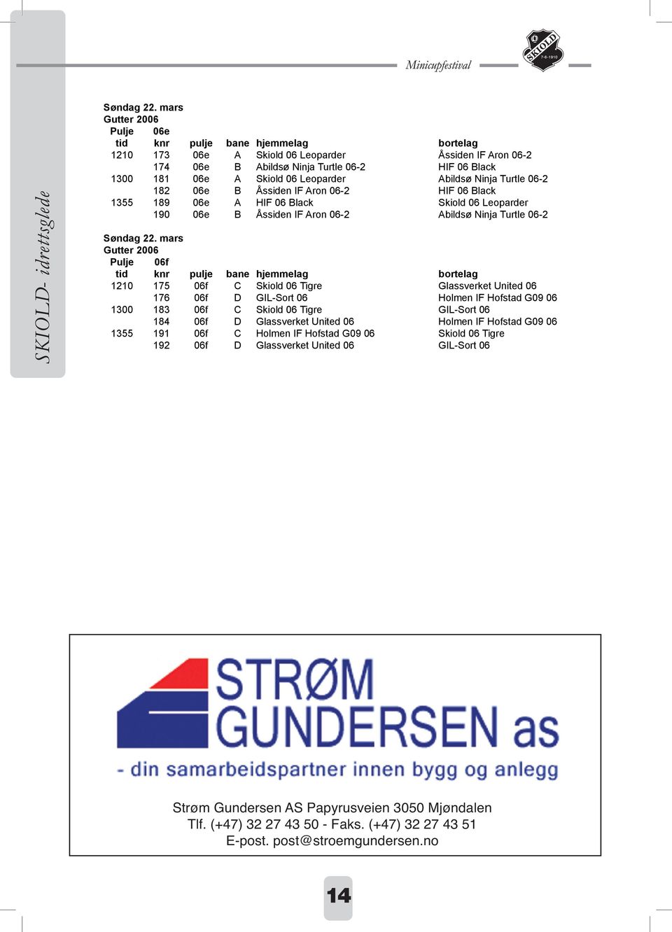 IF Aron 06-2 HIF 06 Black 1355 189 06e A HIF 06 Black Skiold 06 Leoparder 190 06e B Åssiden IF Aron 06-2 Abildsø Ninja Turtle 06-2  mars Pulje 06f 1210 175 06f C Skiold 06 Tigre Glassverket United 06