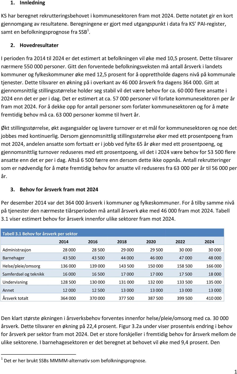 Hovedresultater I perioden fra 2014 til 2024 er det estimert at befolkningen vil øke med 10,5 prosent. Dette tilsvarer nærmere 550 000 personer.