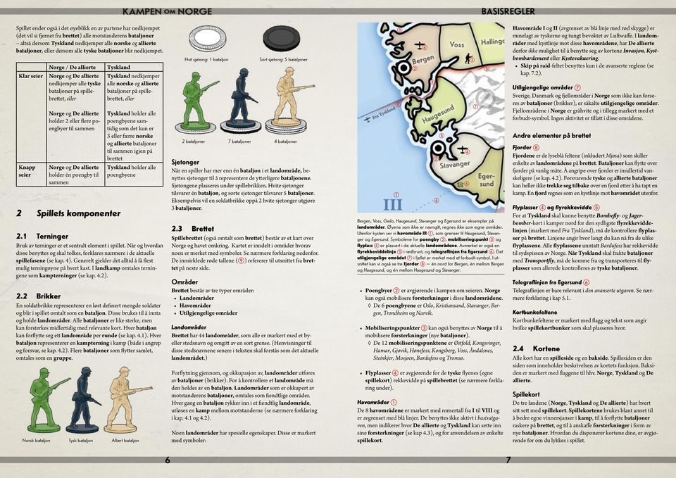 Klar seier Knapp seier Norge / De allierte Norge og De allierte nedkjemper alle tyske bataljoner på spillebrettet, eller Norge og De allierte holder 2 eller flere poengbyer til sammen Norge og De