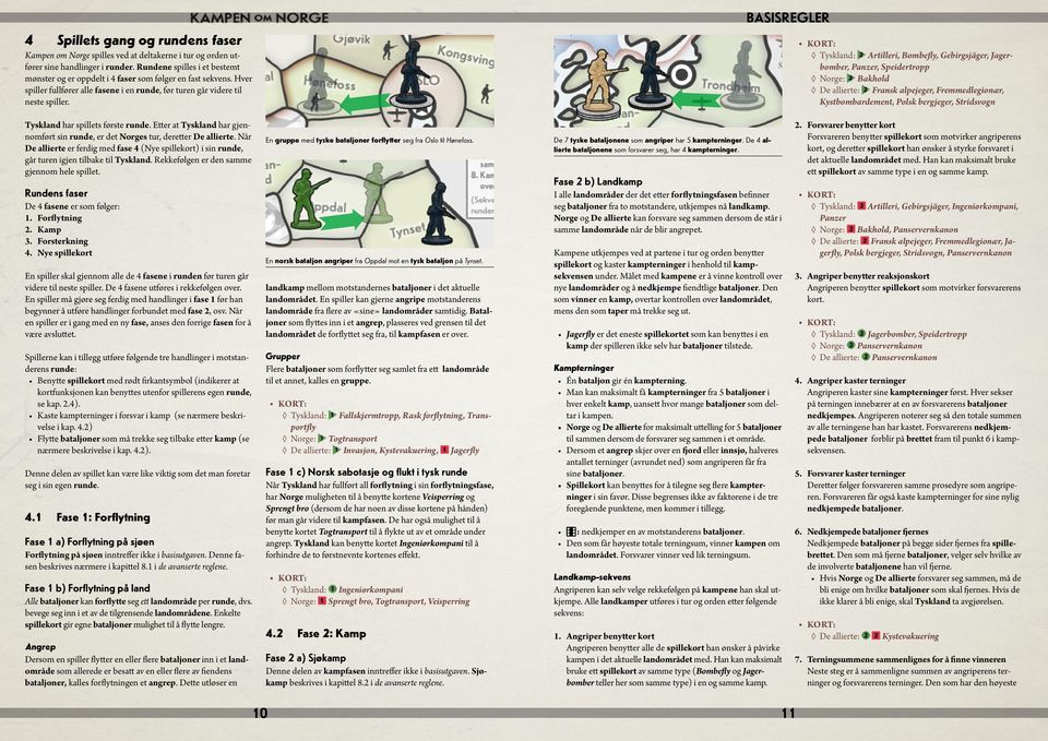 BASISREGLER Tyskland: Artilleri, Bombefly, Gebirgsjäger, Jagerbomber, Panzer, Speidertropp Norge: Bakhold De allierte: Fransk alpejeger, Fremmedlegionær, Kystbombardement, Polsk bergjeger, Stridsvogn