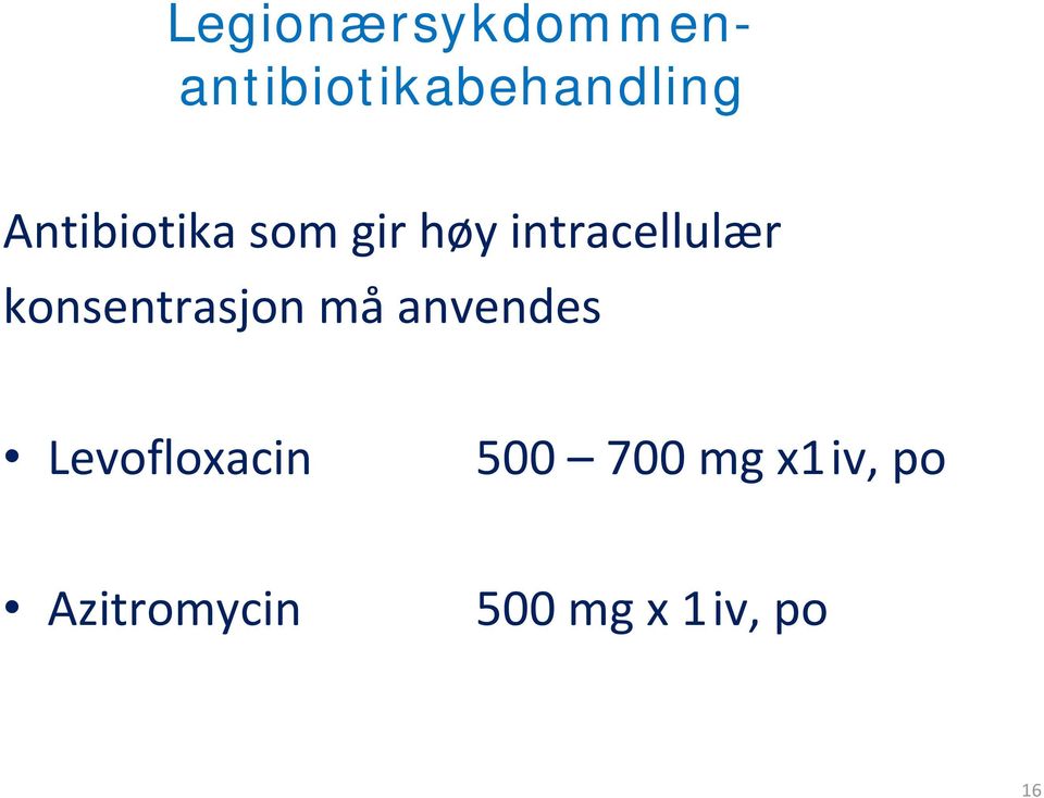 konsentrasjon må anvendes Levofloxacin