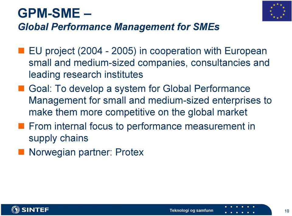 Global Performance Management for small and medium-sized enterprises to make them more competitive on the