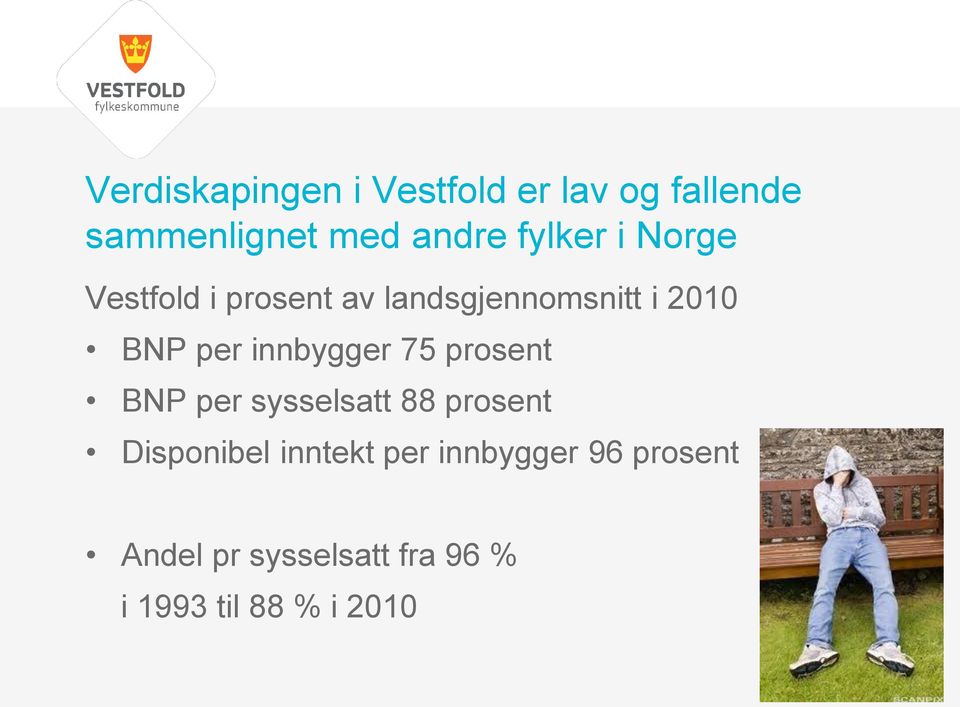 innbygger 75 prosent BNP per sysselsatt 88 prosent Disponibel inntekt