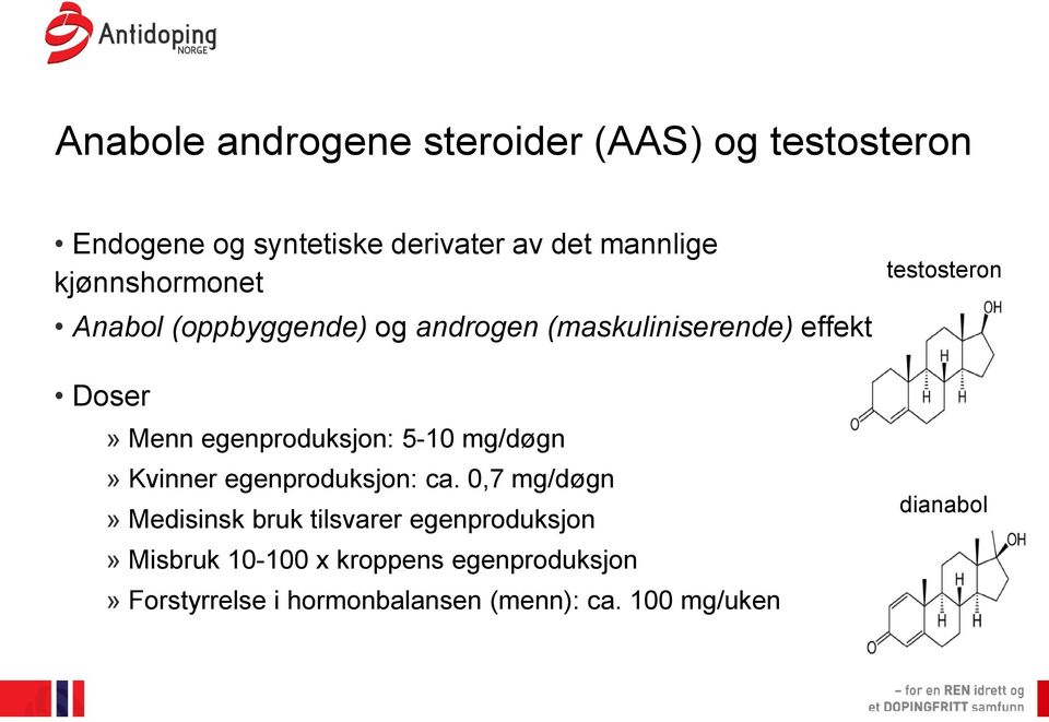 5-10 mg/døgn» Kvinner egenproduksjon: ca.