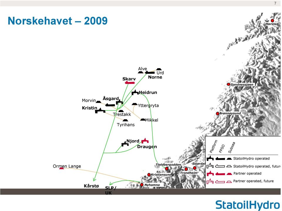 Morvin Åsgard StatoilHydro operated Tjeldbergodden Ormen Lange Kristiansund Stjørdal