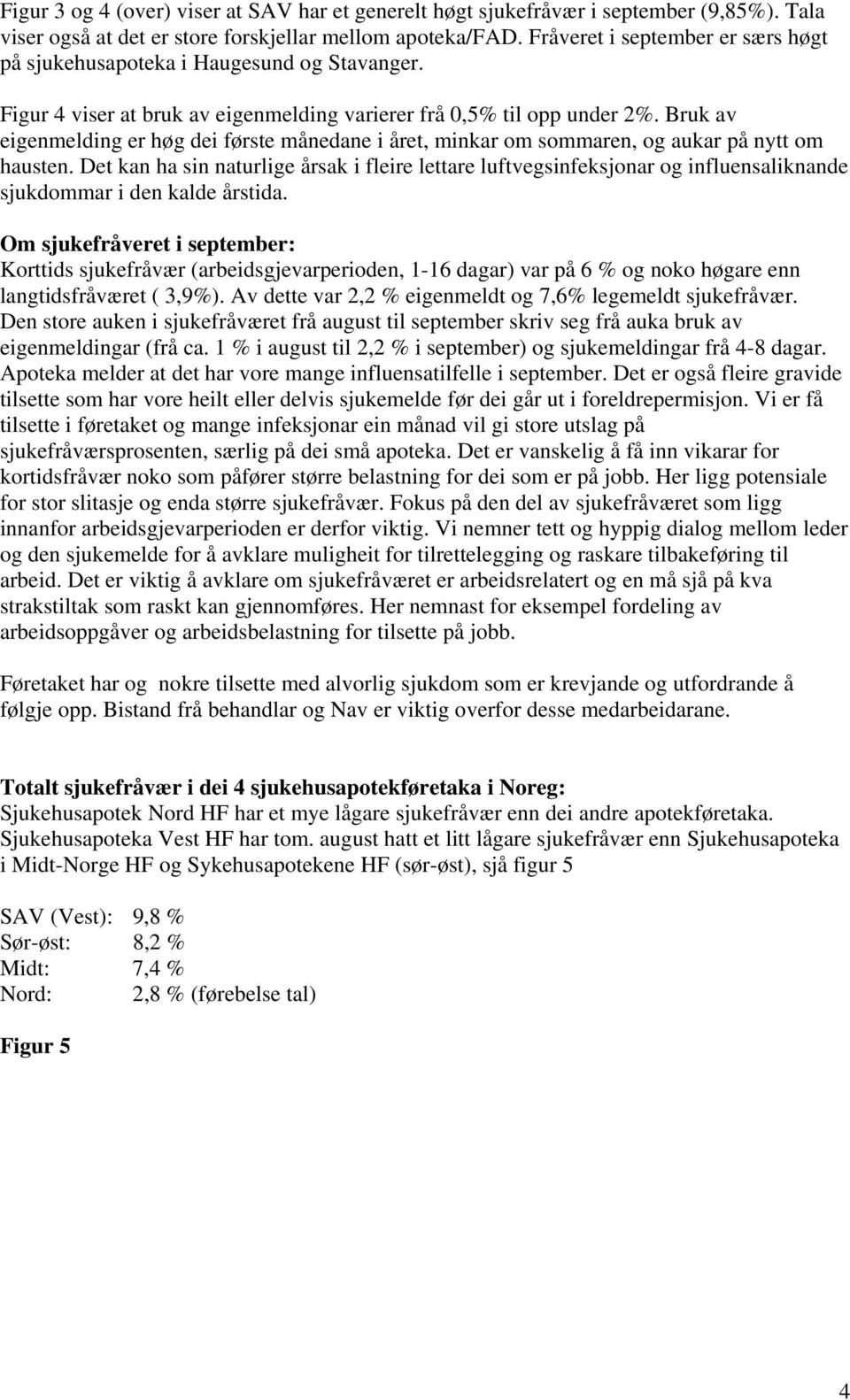 Bruk av eigenmelding er høg dei første månedane i året, minkar om sommaren, og aukar på nytt om hausten.