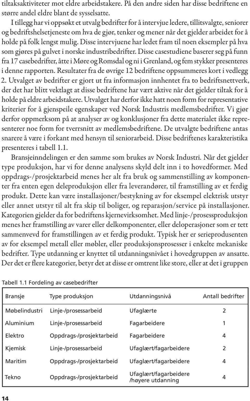 lengst mulig. Disse intervjuene har ledet fram til noen eksempler på hva som gjøres på gulvet i norske industribedrifter.