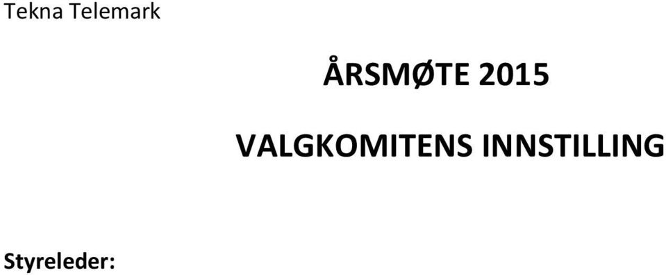 Eldrup ikke på valg før 2016 Christian Kierulf ikke på valg før 2016 Varamedlemmer: Luigi Serraiocco gjenvalg for 1 år Gunnar Berg ny for 1 år Revisor: Vararevisor: Anette H.