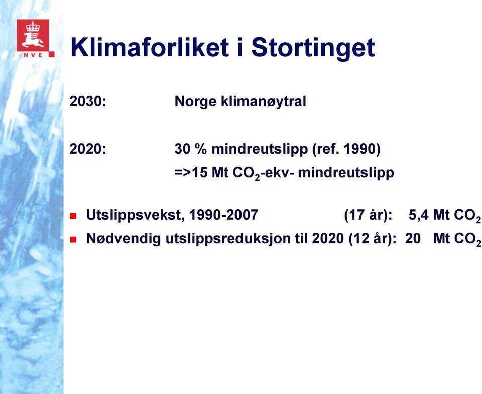 1990) =>15 Mt CO 2 -ekv- mindreutslipp Utslippsvekst,