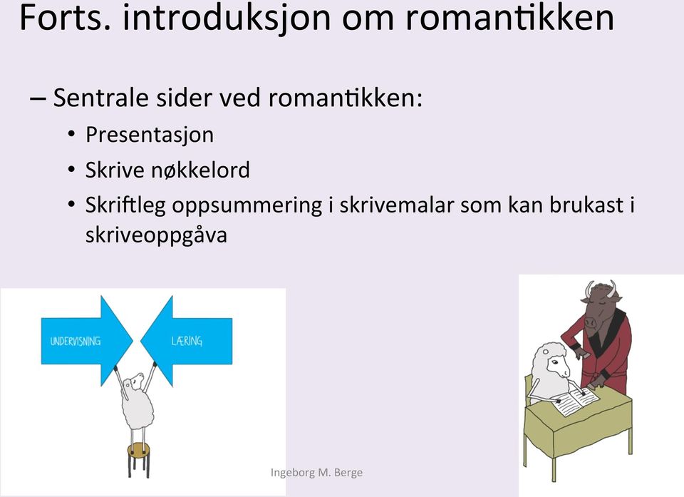 ved romanlkken: Presentasjon Skrive