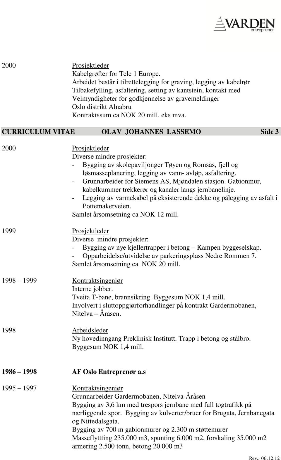 Alnabru Kontraktssum ca NOK 20 mill. eks mva.