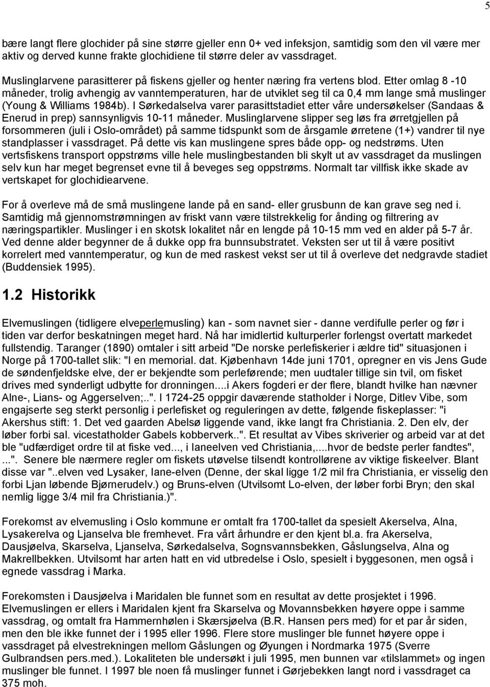 Etter omlag 8-10 måneder, trolig avhengig av vanntemperaturen, har de utviklet seg til ca 0,4 mm lange små muslinger (Young & Williams 1984b).