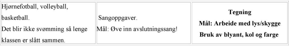 sammen. Sangoppgaver. Mål: Øve inn avslutningssang!