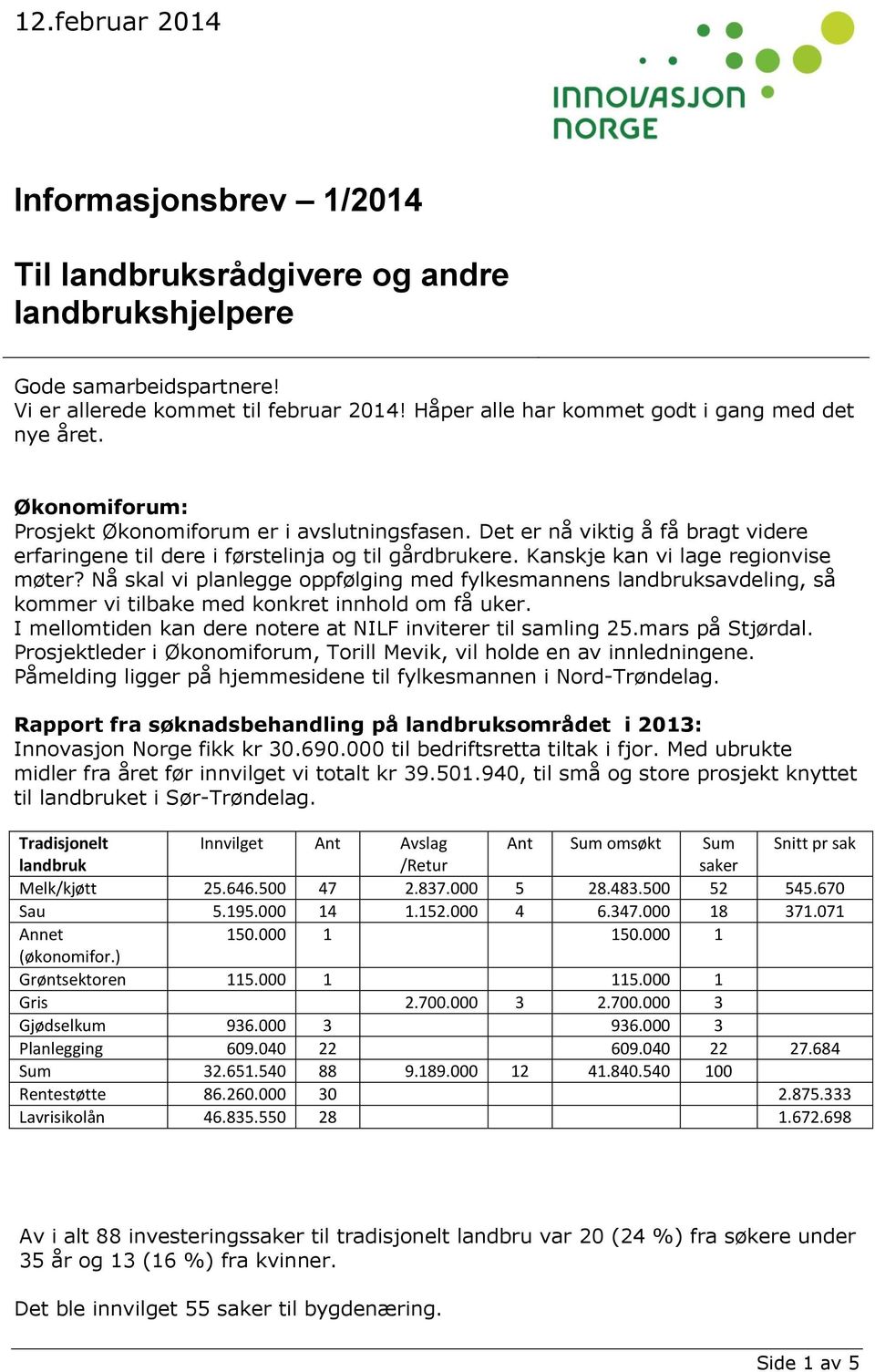 Kanskje kan vi lage regionvise møter? Nå skal vi planlegge oppfølging med fylkesmannens landbruksavdeling, så kommer vi tilbake med konkret innhold om få uker.