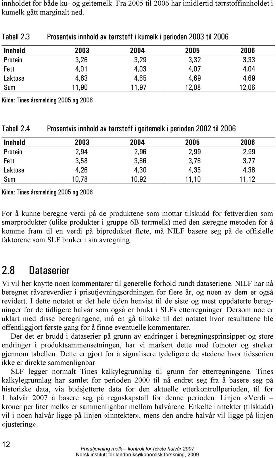 12,06 Kilde: Tines årsmelding 2005 og 2006 Tabell 2.
