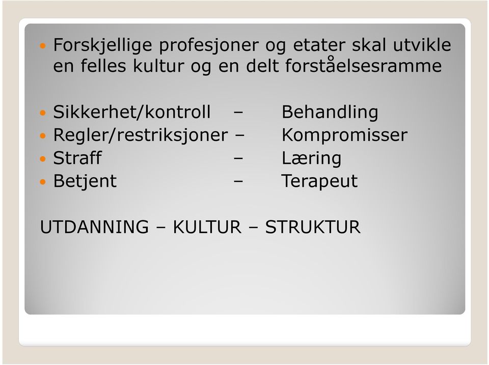 Sikkerhet/kontroll Behandling Regler/restriksjoner