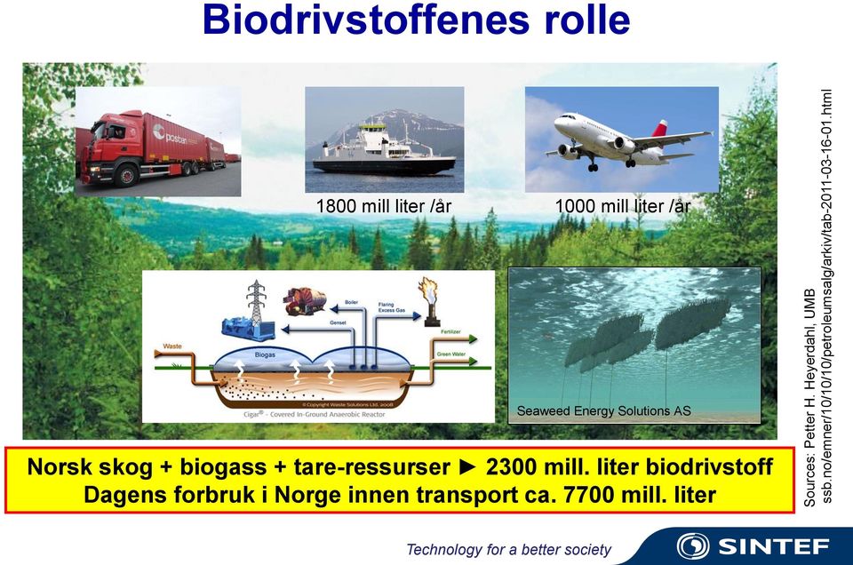html Biodrivstoffenes rolle 1800 mill liter /år 1000 mill liter /år Seaweed