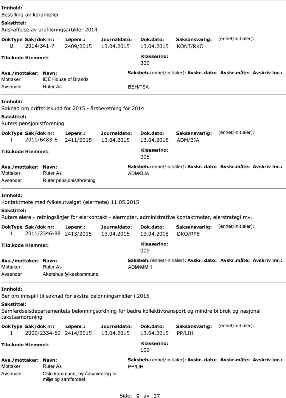 dato: Avskr.måte: Avskriv lnr.: ADM/BJA Ruter pensjonistforening Kontaktmøte med fylkesutvalget (eiermøte) 11.05.