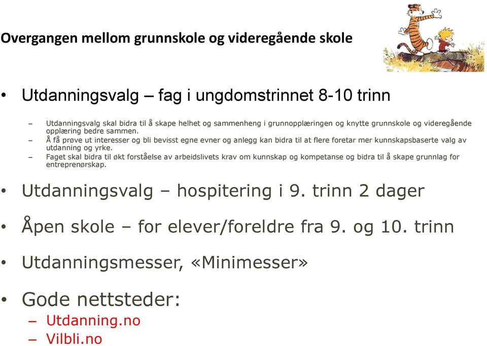 Å få prøve ut interesser og bli bevisst egne evner og anlegg kan bidra til at flere foretar mer kunnskapsbaserte valg av utdanning og yrke.