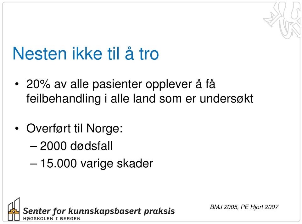 er undersøkt Overført til Norge: 2000