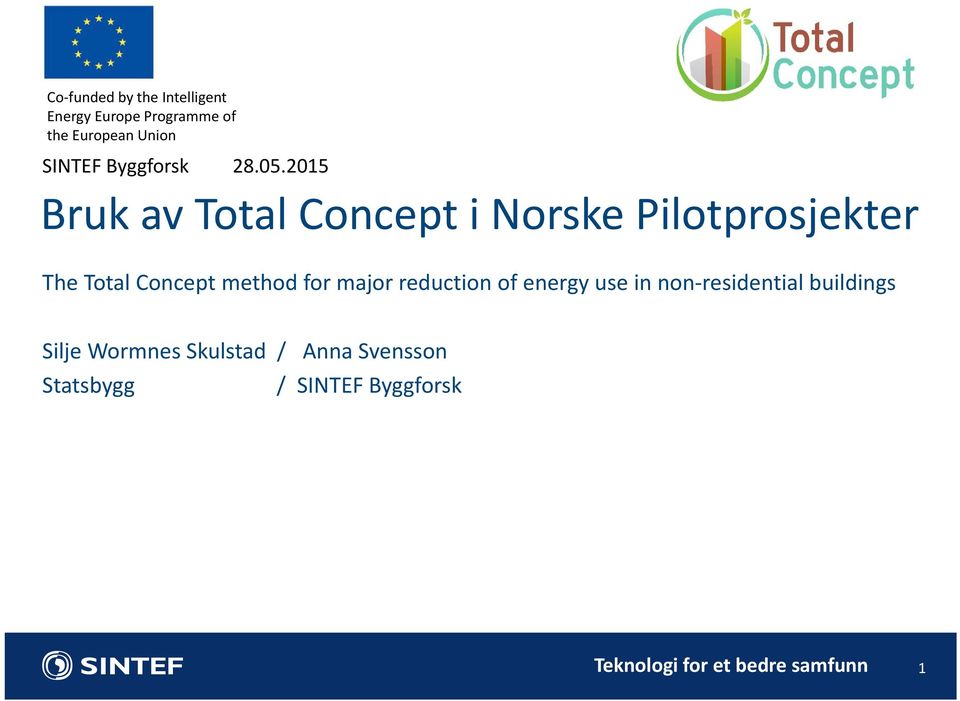 2015 Bruk av Total Concept i Norske Pilotprosjekter The Total Concept method for